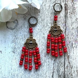 Handmade Earrings Boho Ibizastyle Red